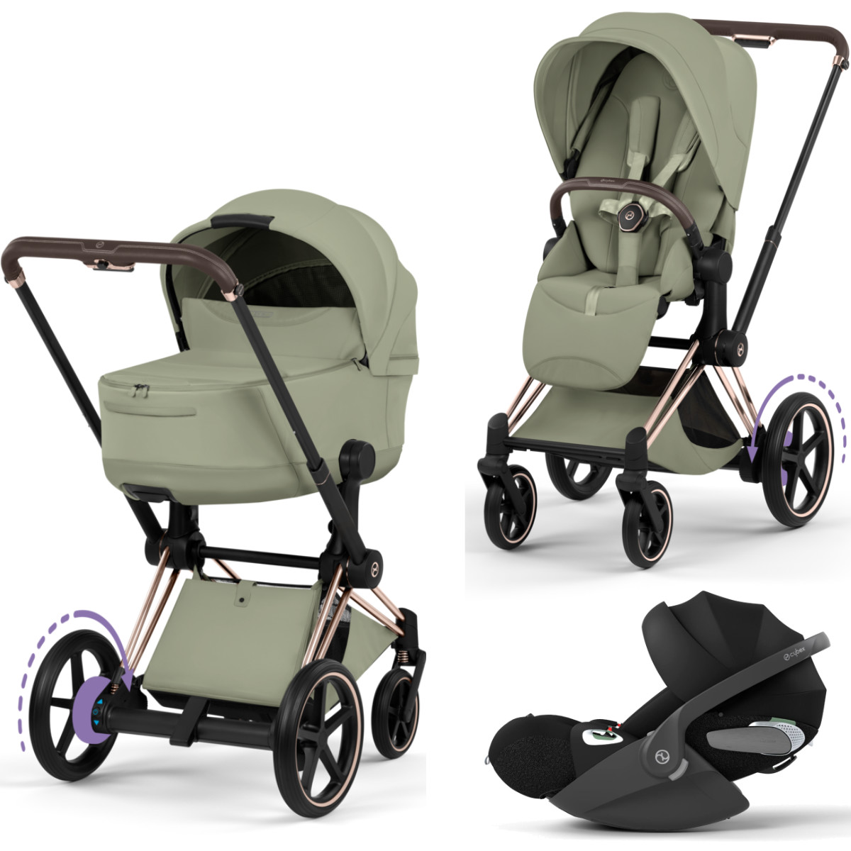 Cybex E-Priam 5 Style Stroller Set 3 in 1 incl. Cloud T i-Size Car Seat
