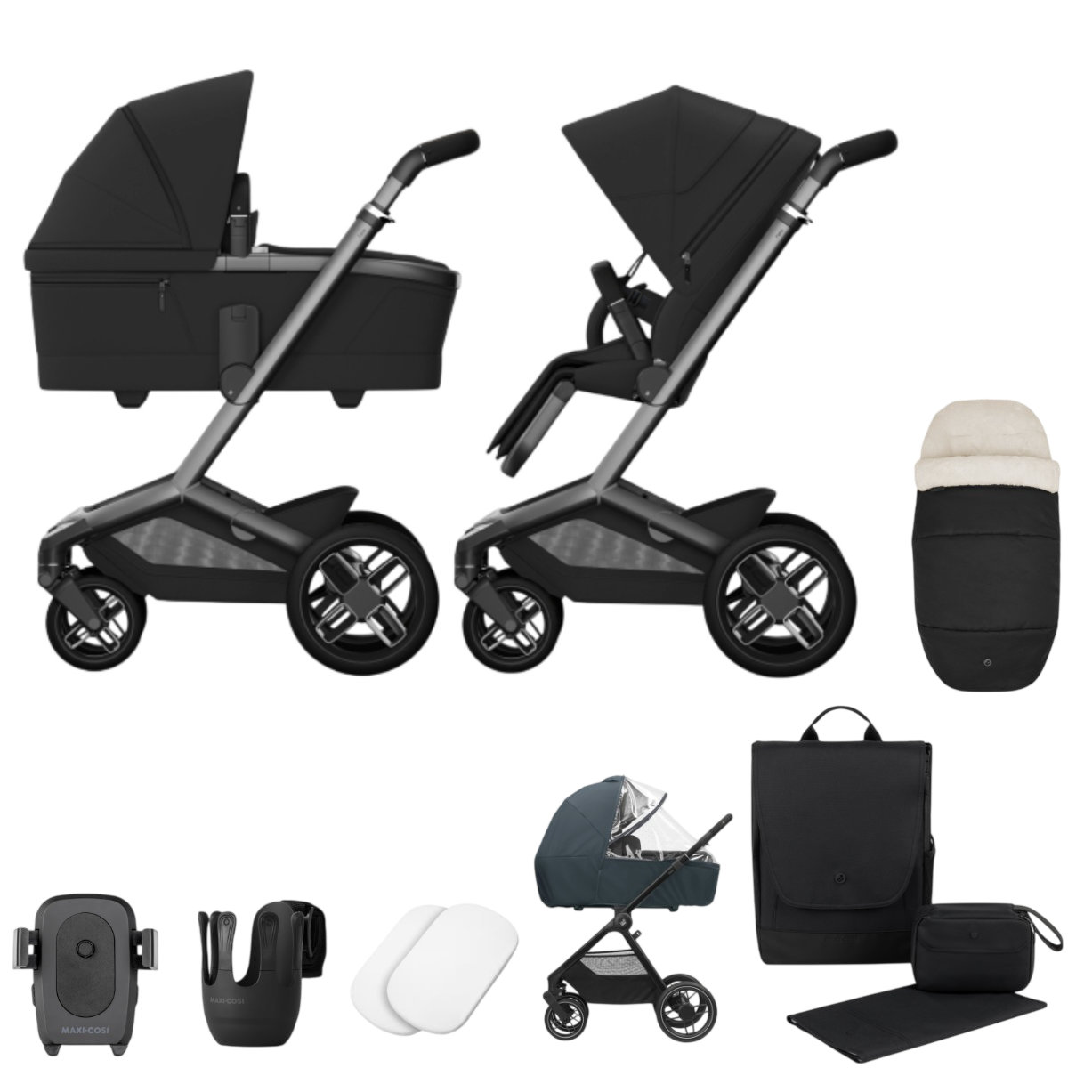 Maxi Cosi Fame Pram with Carrycot +  Accessories
