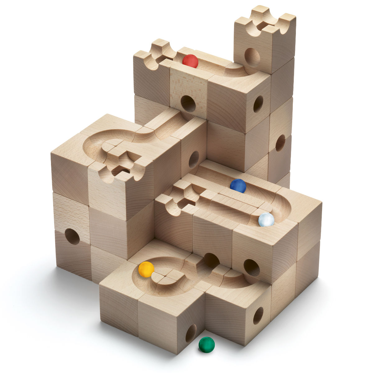 CUBORO STANDARD 50 Marble Run – 50 Piece Premium Starter Set in Swiss Beech Wood
