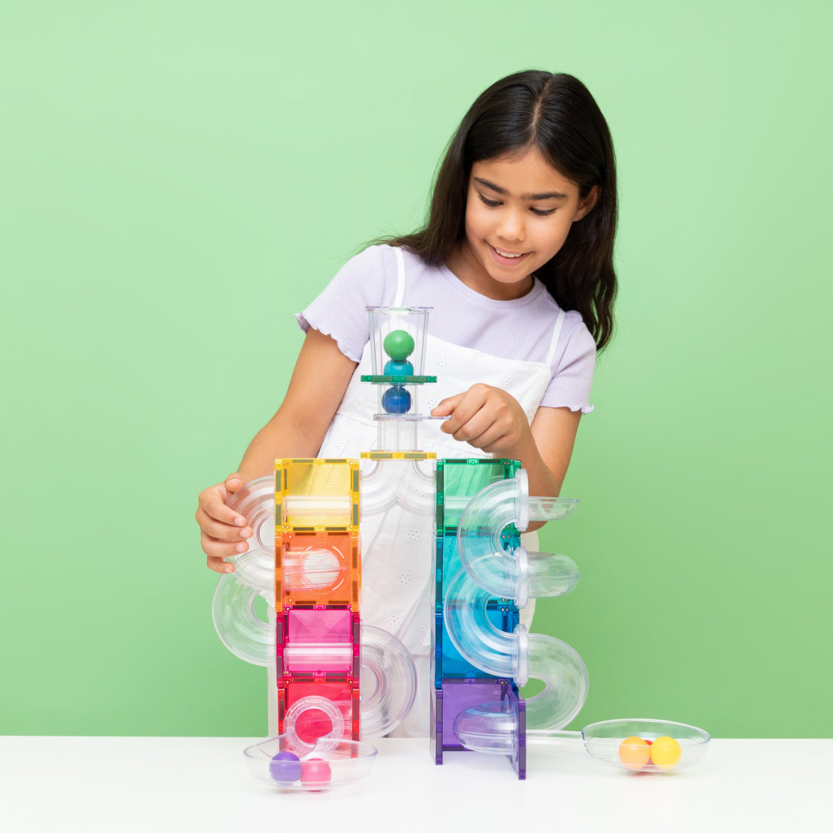 Connetix Magnetic Tiles Bright Creative Ball Run Bundle – 218 Pieces