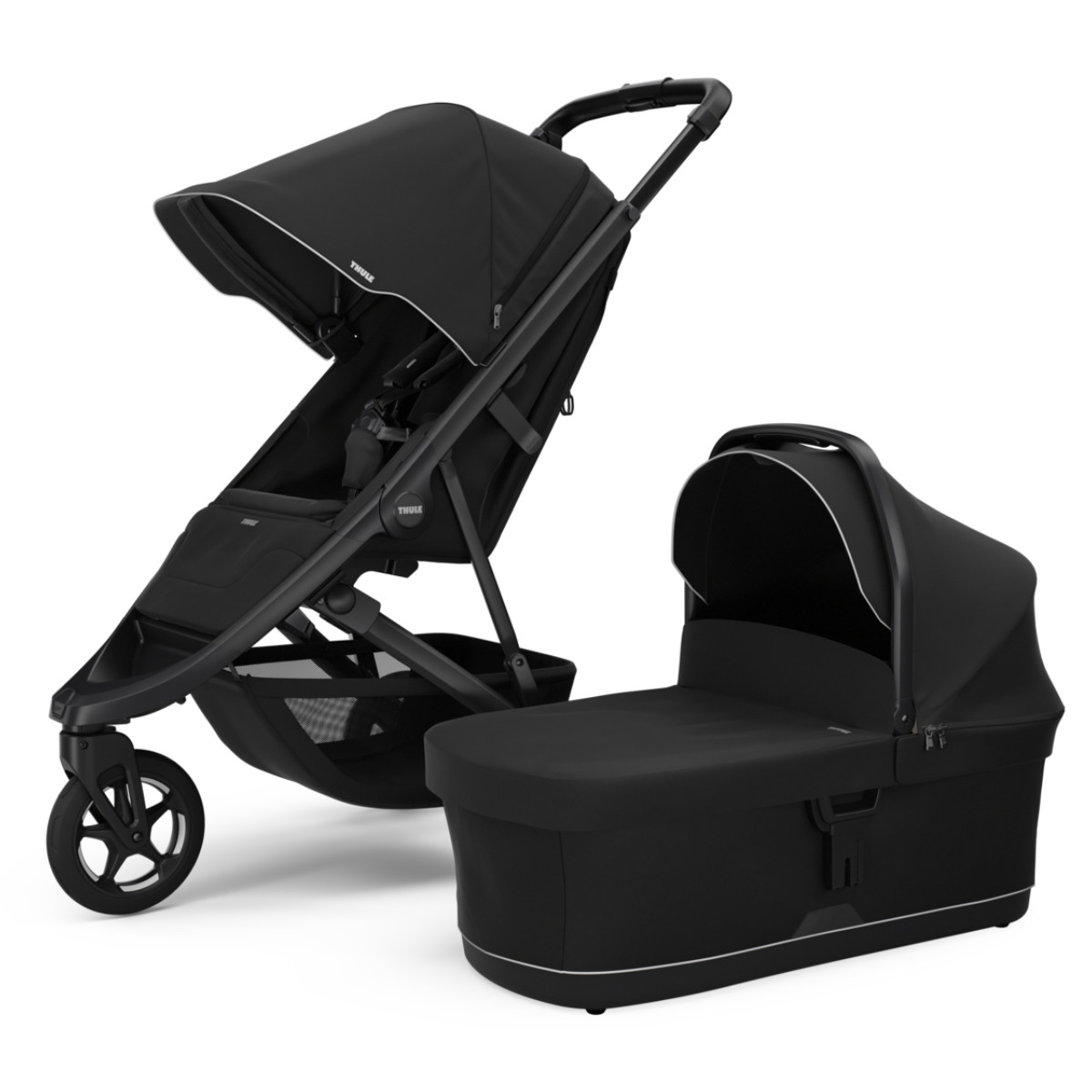 Thule Spring 2 Kombikinderwagen in Schwarz - schräge Ansicht
