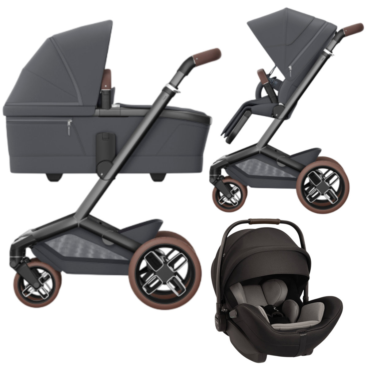 Maxi Cosi Fame Kinderwagen Set 3 in 1 in Grau - Seitenansicht