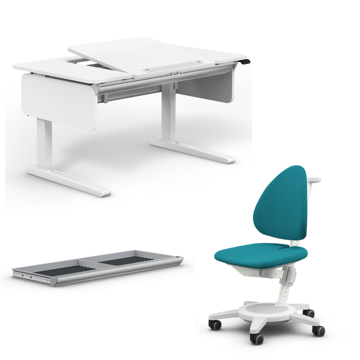 Moll e-Champion Center Up Schreibtisch 2025 + Maximo Schreibtischstuhl + Riesenschublade