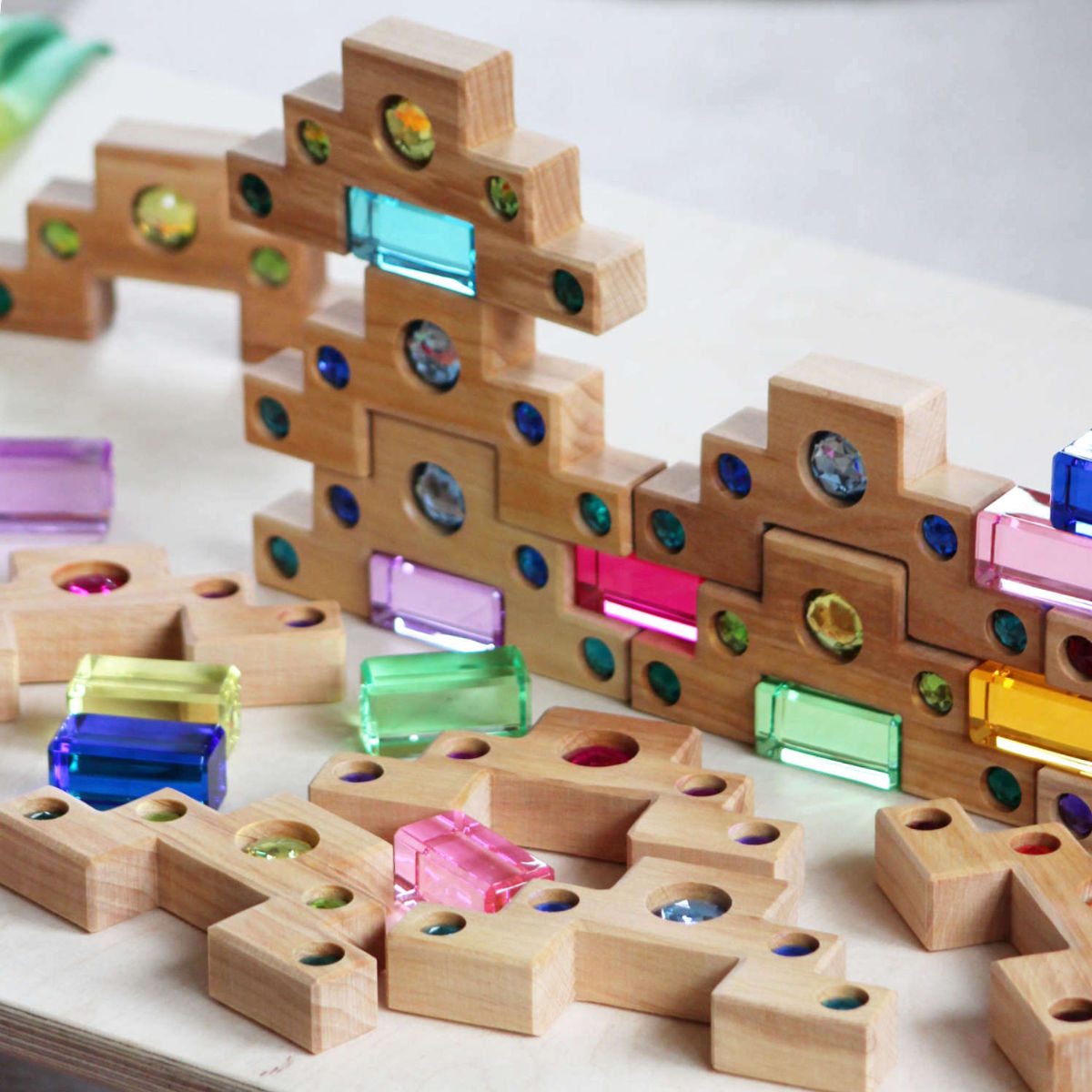 Bauspiel Colour Staircase with Light Blocks 16 Pieces