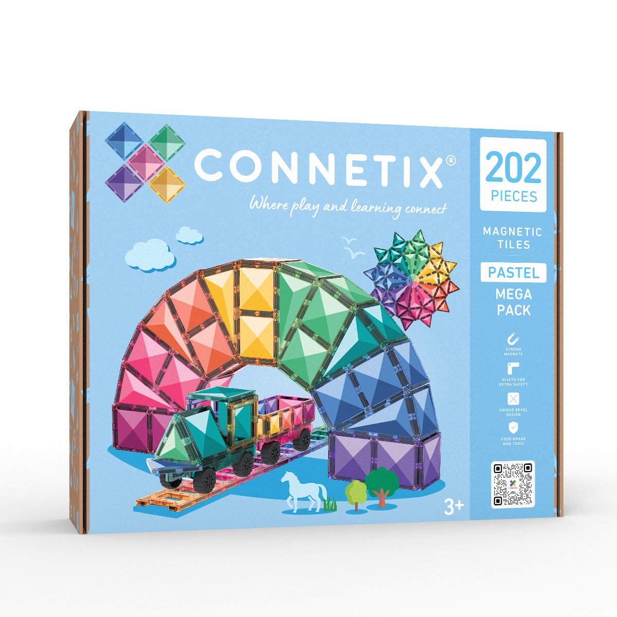 Connetix Magnetic Tiles Pastel Mega Pack – 202 Pieces