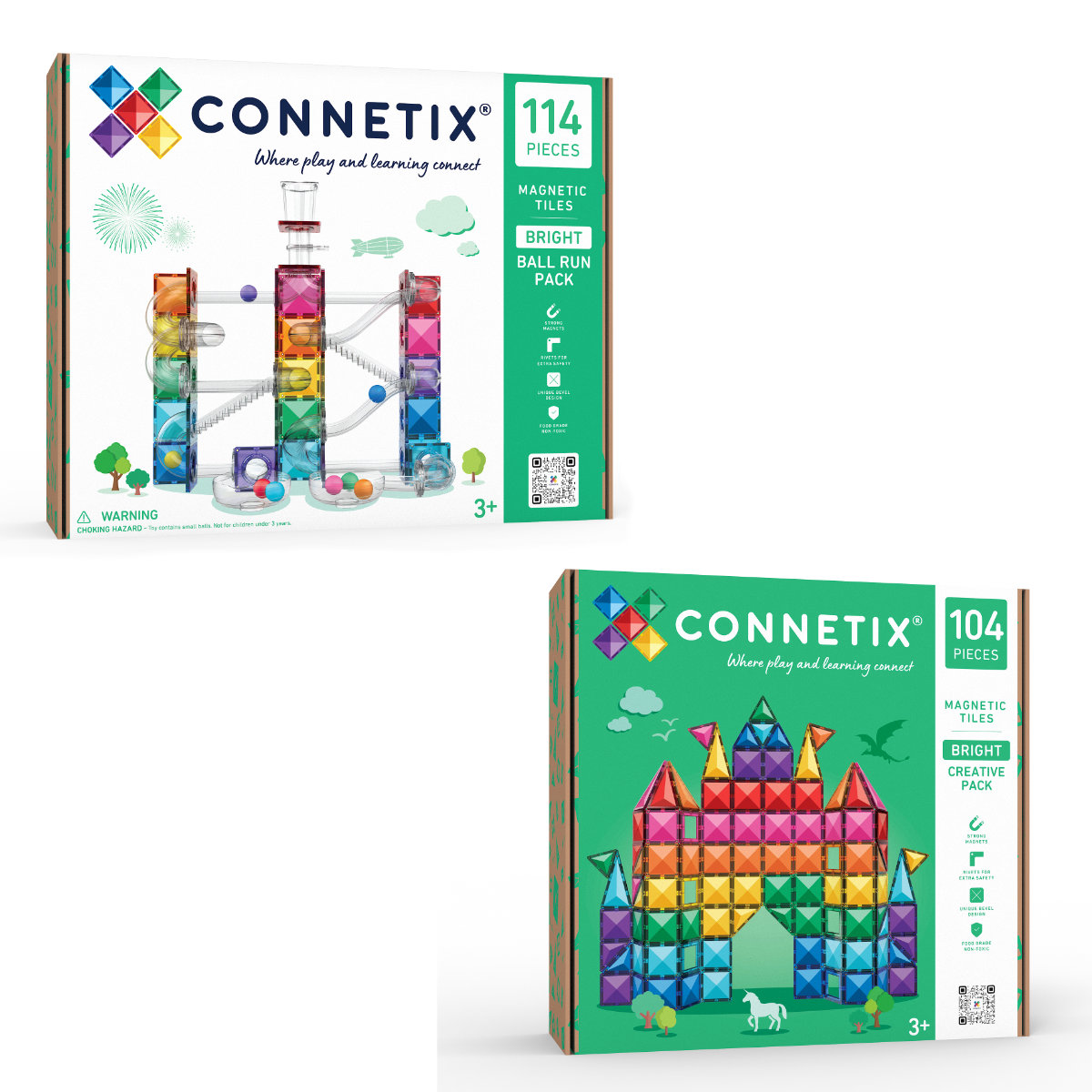 Connetix Magnetic Tiles Bright Creative Ball Run Bundle – 218 Pieces