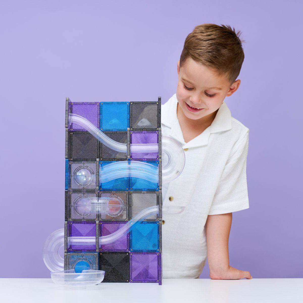 Connetix Magnetic Tiles Ball Run Galaxy Pack - 61 Pieces