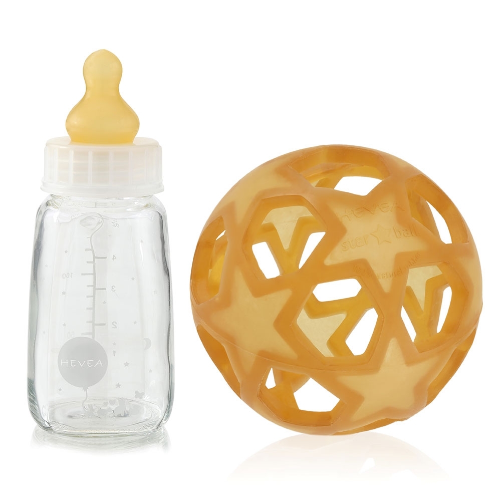 Hevea 2in1 Baby Glass Bottle with Star Ball 120ml