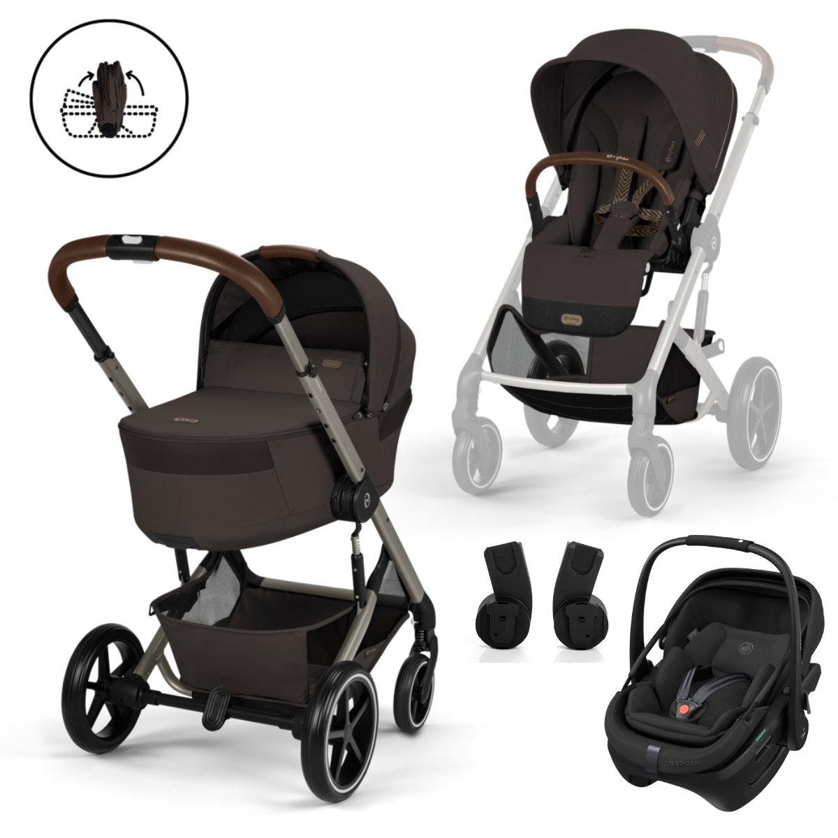 Cybex Balios S Lux Kombikinderwagen Set 3 in 1 inkl. Maxi Cosi Coral Slide Pro