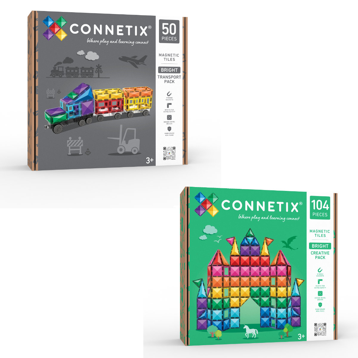 Connetix Magnetbausteine Bright Creative Transport Bundle – 154 Teile