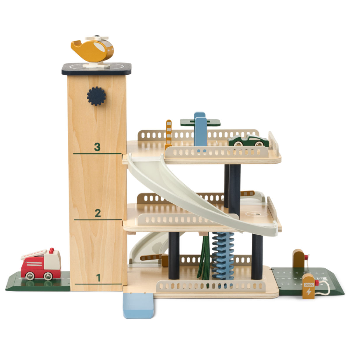 Liewood Jordy Parkhaus aus Holz mit Autos & Aufzug