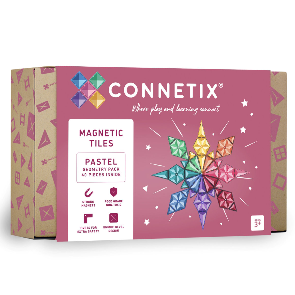 Connetix Magnetic Building Blocks Set - Pastel Geometry - 40 pieces