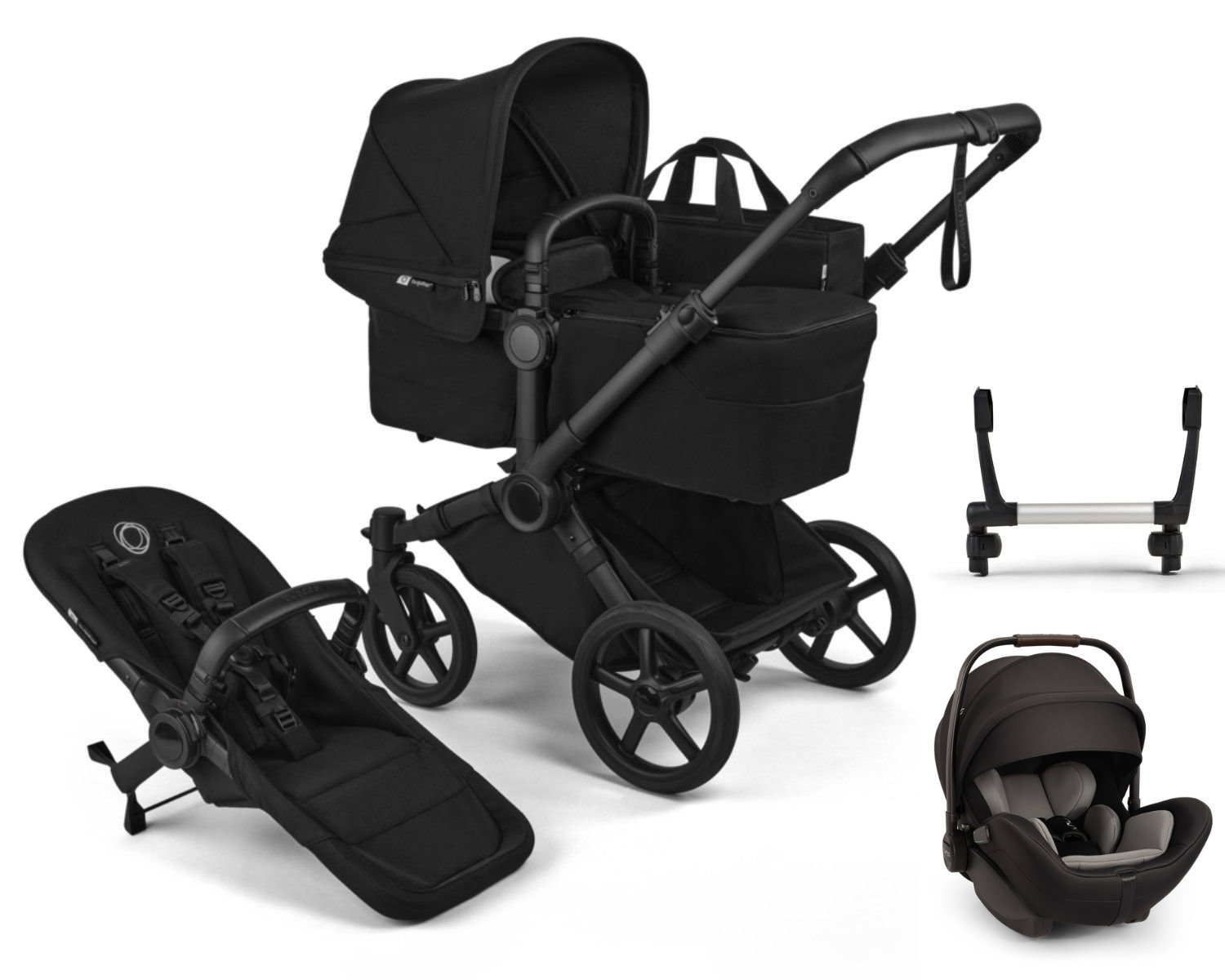 Bugaboo Donkey 6 Kinderwagen in Schwarz - schräge Ansicht