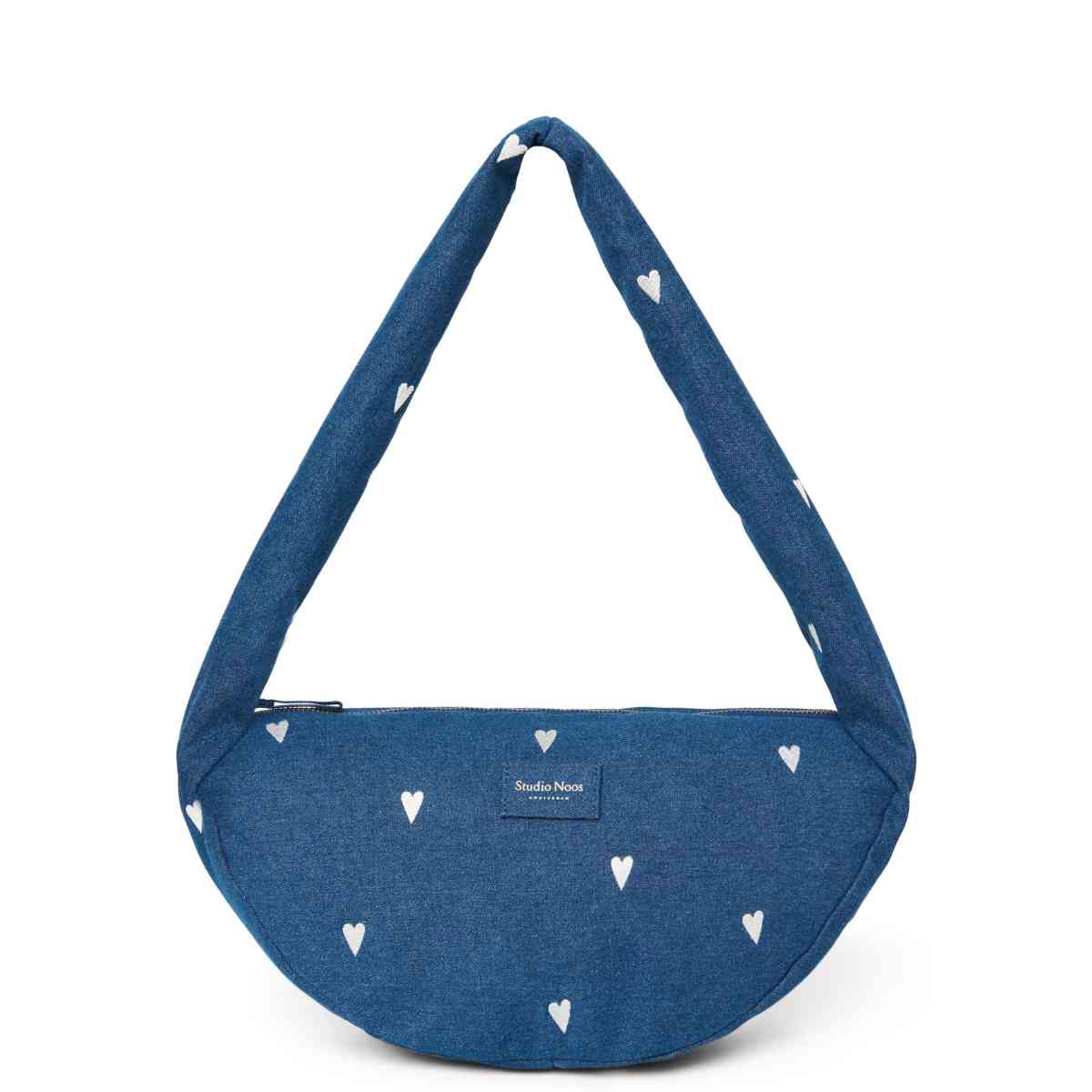 Studio Noos Tasche in Blau mit Herzmuster - Vorderansicht