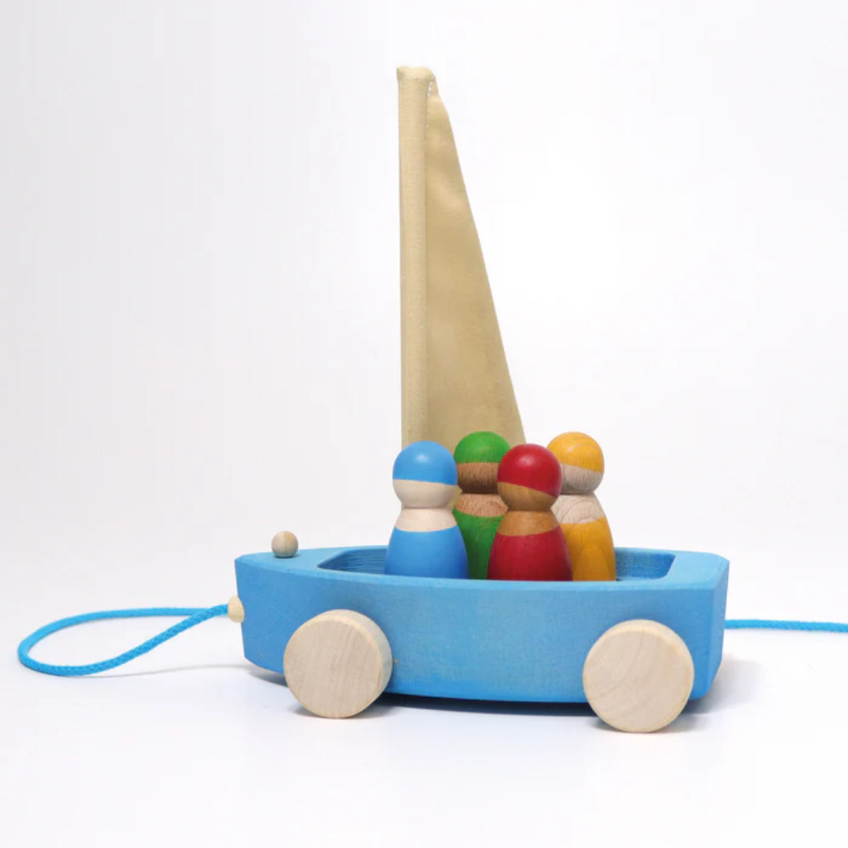 Grimm’s Wooden Pull-Along Sailboat with Figures