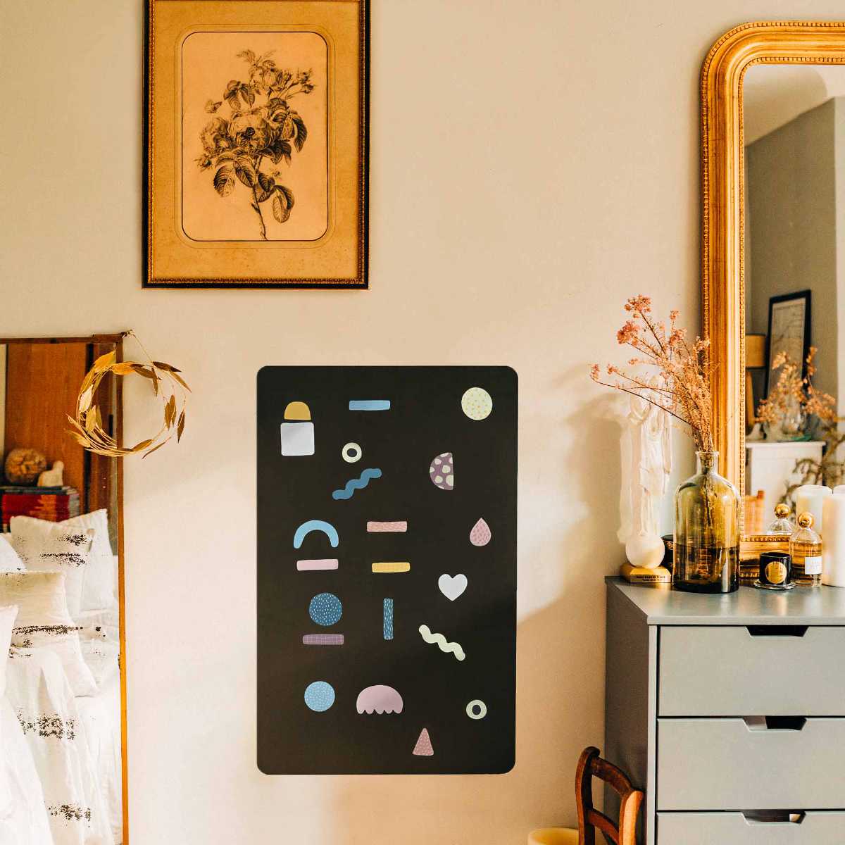 Ferflex Magnetic Board Set incl. 13 Colorful Geometric Magnets