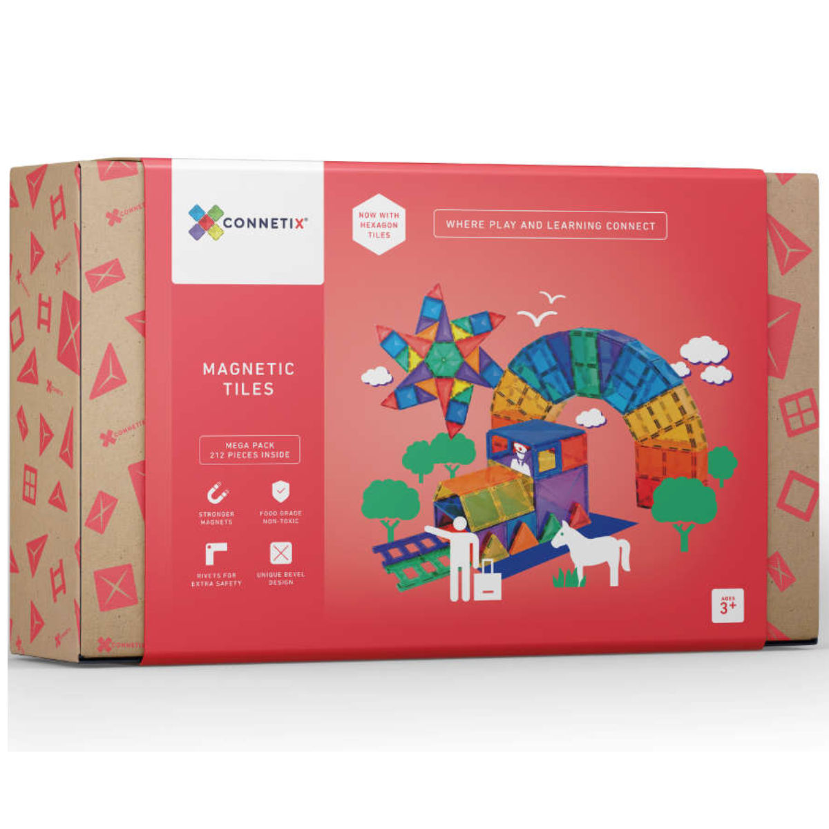 Connetix Magnetic Building Blocks Rainbow - 212 Parts - Mega Pack