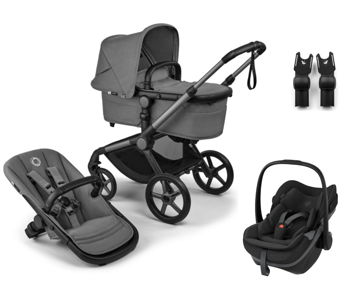 Bugaboo Fox 5 Renew Kombikinderwagen in Grau - schräge Ansicht – 100051133-8442508110