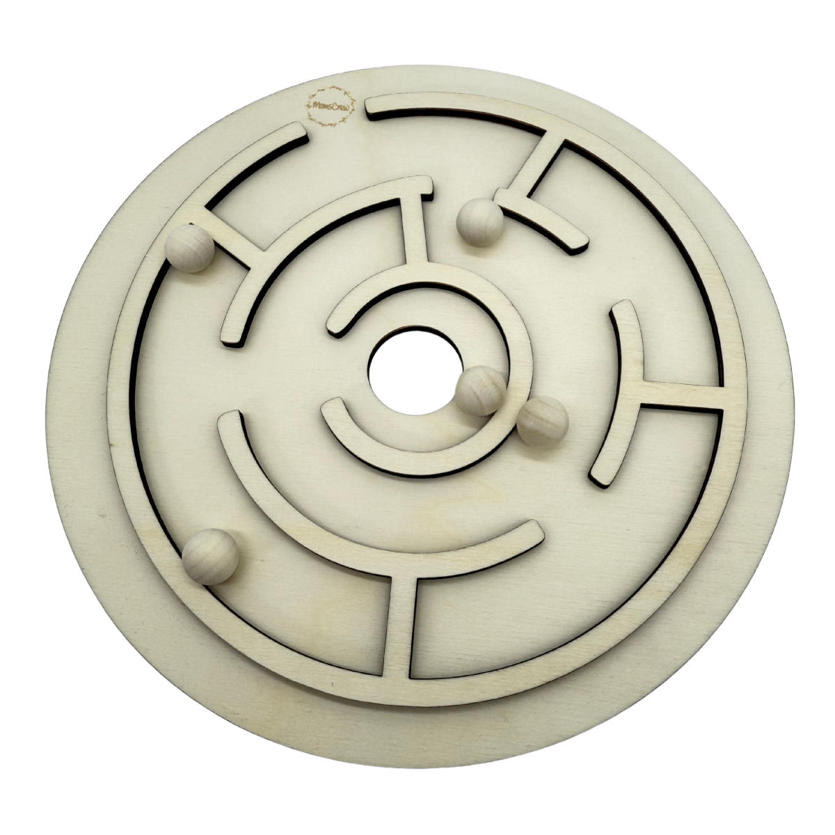 Momscrew Set Aktivitätsplatte 3D-Labyrinth + 5 Holzkugeln (14 mm)