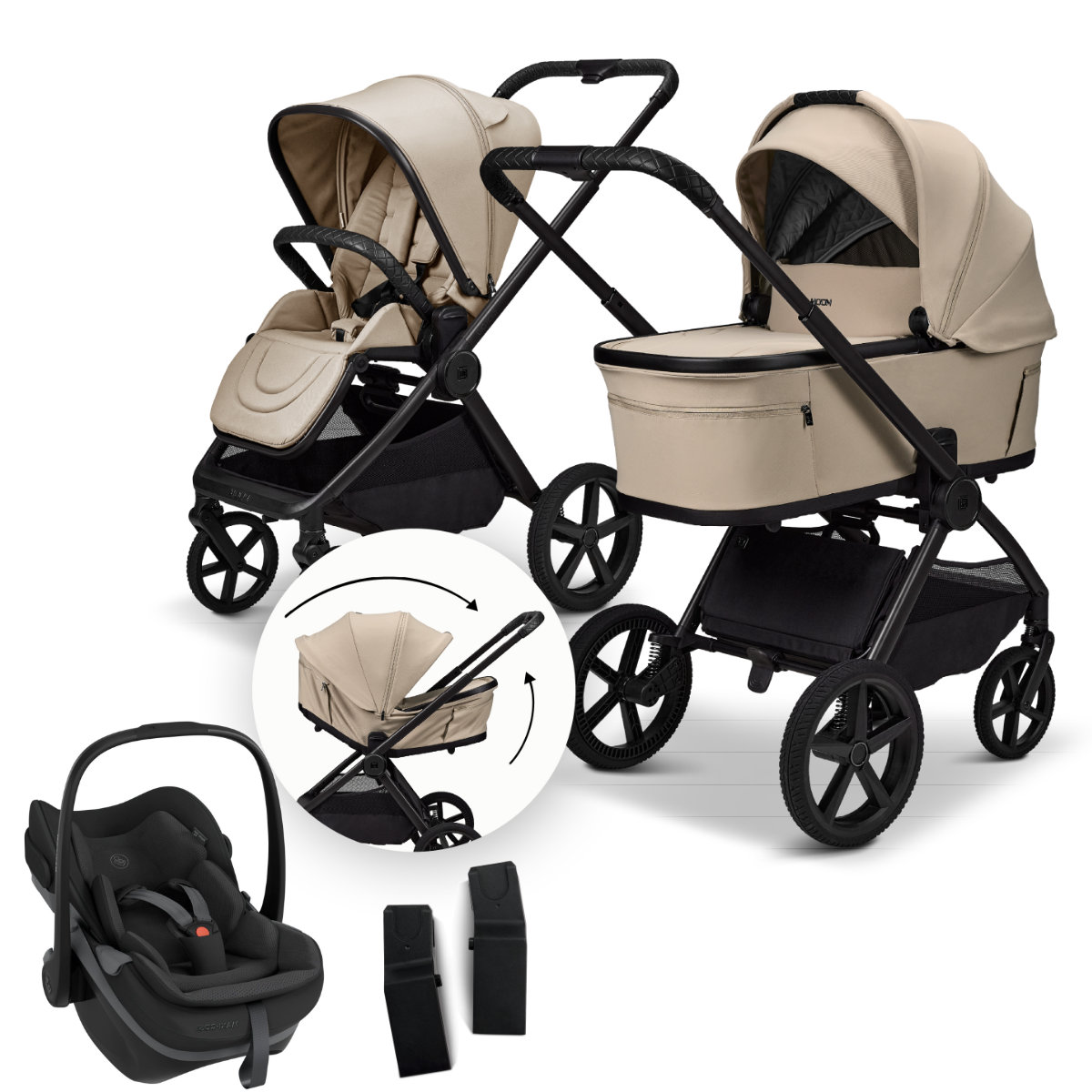 Moon Gio Fold Kinderwagen Set 3 in 1 inkl. Maxi-Cosi Pebble Slide Pro Babyschale