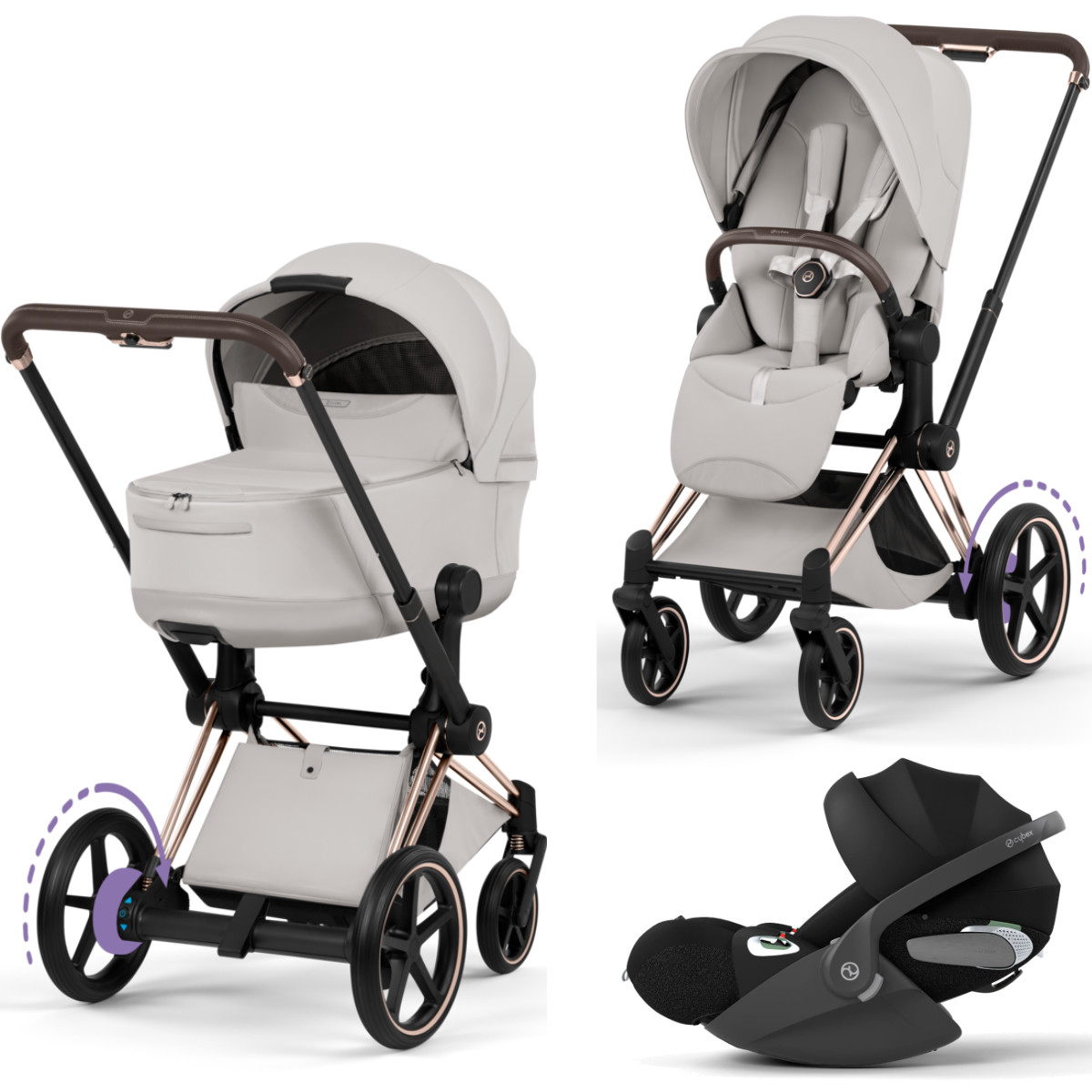 Cybex E-Priam 5 Style Stroller Set 3 in 1 incl. Cloud T i-Size Car Seat