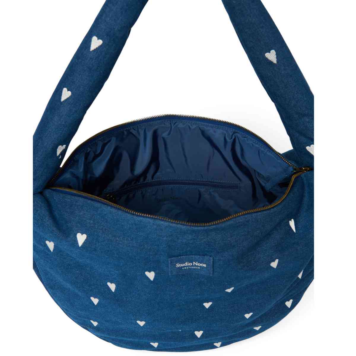 Studio Noos Tasche in Blau mit Herzen - Detailansicht – 6153324470432