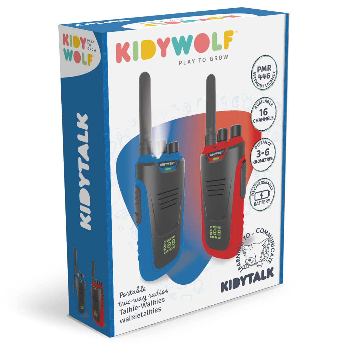Kidywolf Kidytalk Walkie-Talkies with LED Flashlight