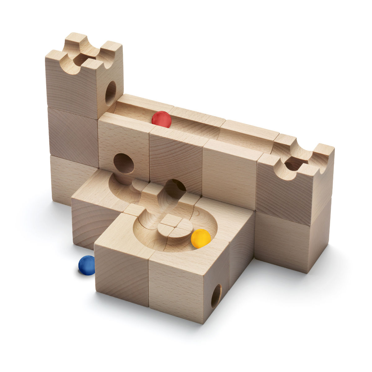 CUBORO STANDARD 16 Marble Run – 16 Piece Original Starter Set in Swiss Beech Wood