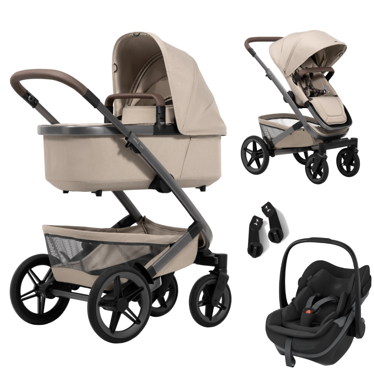 Joolz Geo 5 Lux Kinderwagen in Beige - schräge Ansicht