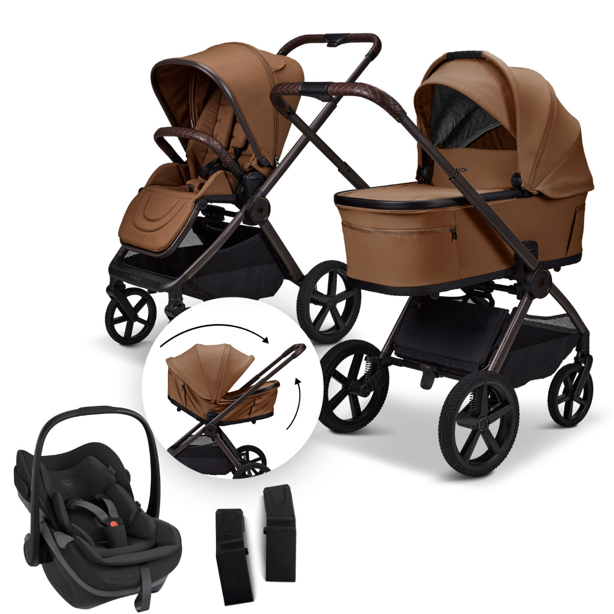 Cybex Priam Kinderwagen in Braun - schräge Ansicht