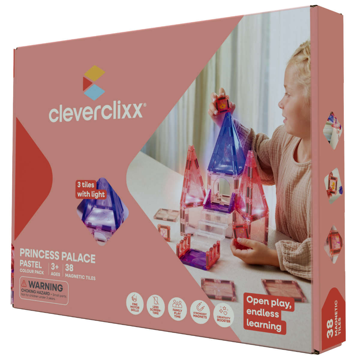 Cleverclixx Prinzessinnenpalast Magnetbausteine mit Licht, 38 Teile