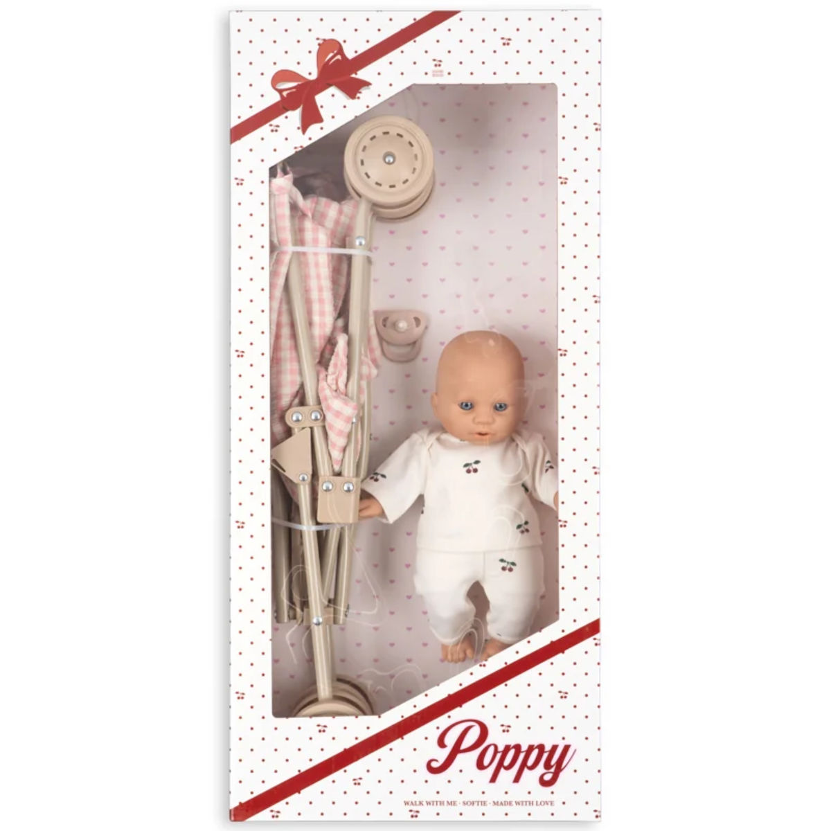 Konges Sløjd Poppy Puppenbuggy-Set – mit Babypuppe & Schnuller