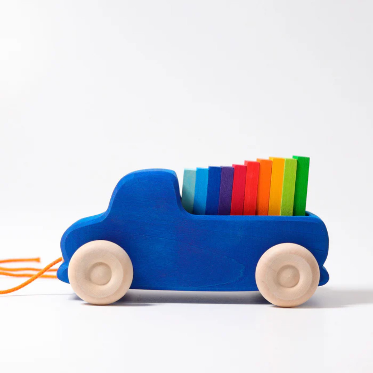 Grimm’s Wooden Pull-Along Truck with Colorful Building Tiles