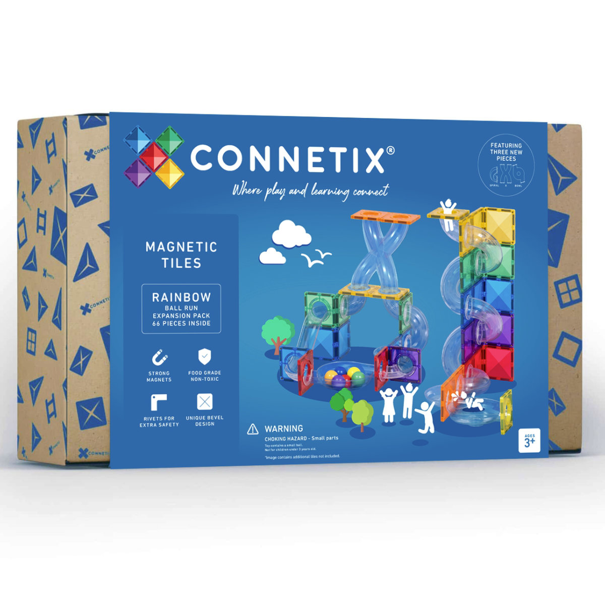 Connetix Magnetic Ball Run Rainbow Building Set - 66 Pieces