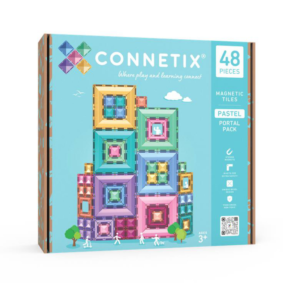 Connetix Magnetic Building Blocks Pastel Portal Pack – 48 Pieces