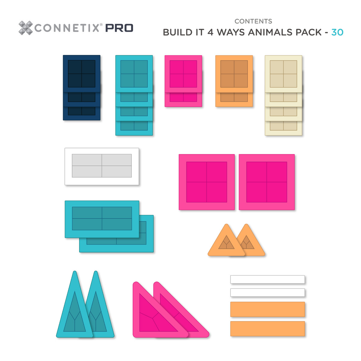 Connetix PRO Magnetbausteine – Animals Pack – 30 Teile