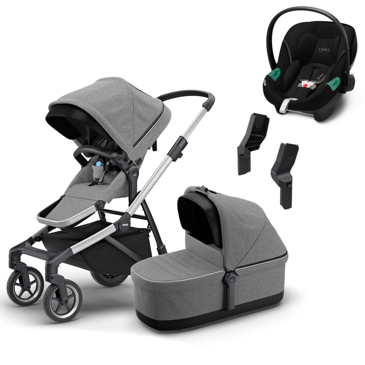Thule Sleek Pram Set 3 in 1 with Cybex Aton S2 I-Size carseat