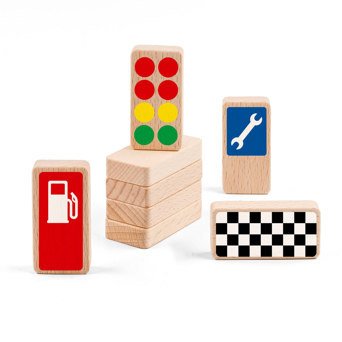 Waytoplay Roadblocks – Accessories for Flexible Toy Roads (Traffic | Race | Airport Signs)