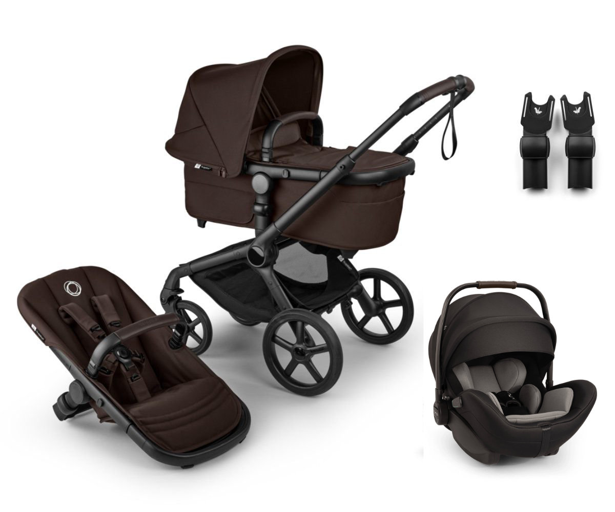 Bugaboo Fox 5 Renew Kinderwagen Set in Braun - schräge Ansicht