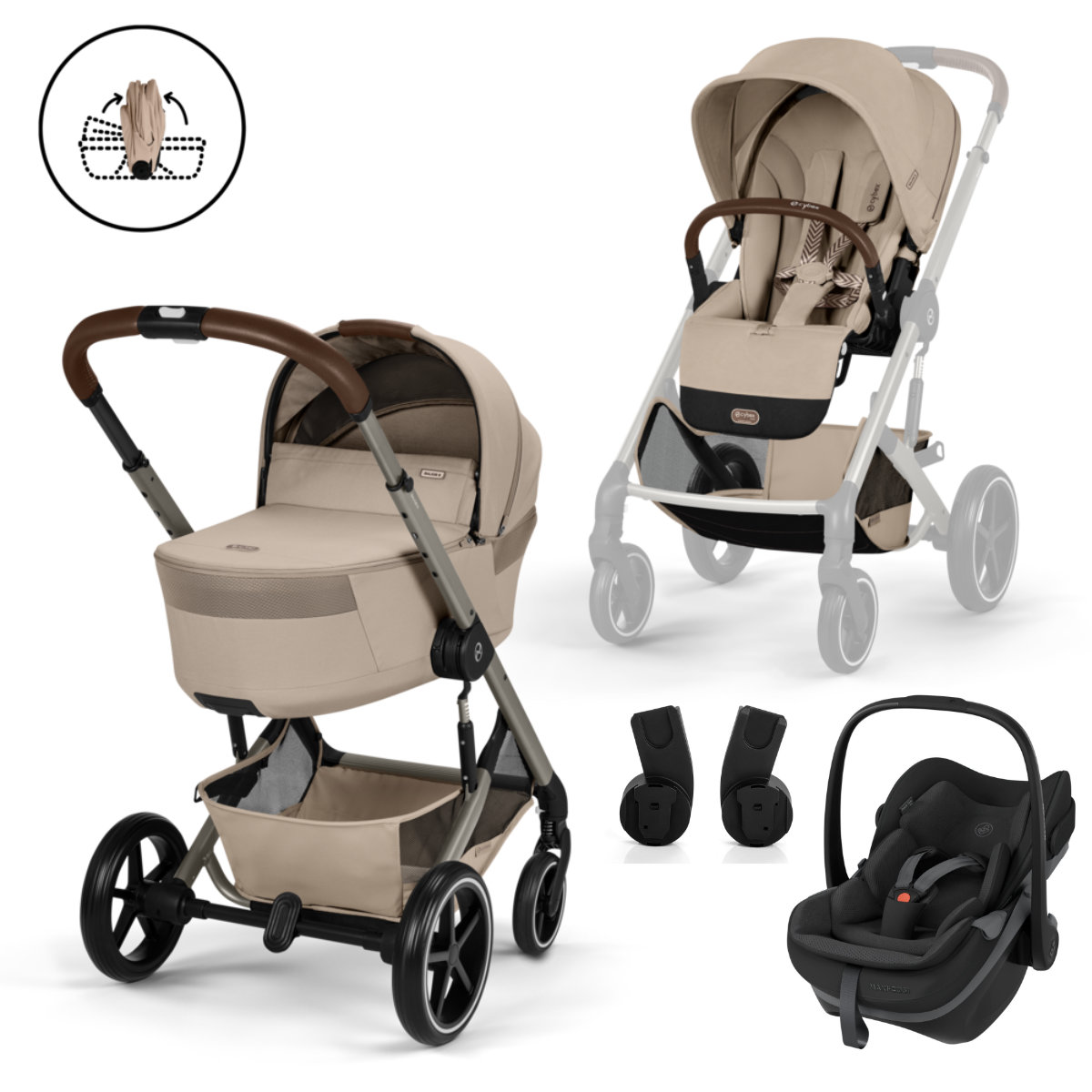 Cybex Balios S Lux 3-in-1 with Maxi-Cosi Pebble Slide Pro