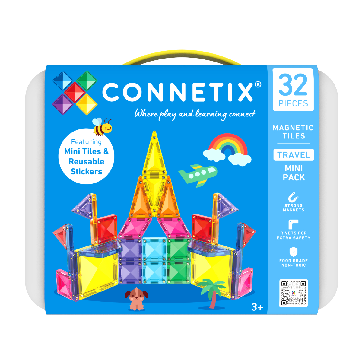 Connetix Magnetic Tiles Travel Mini Pack – 32 Pieces