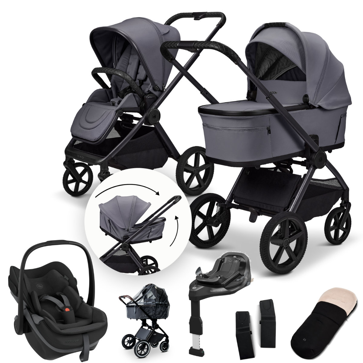 Moon Gio Fold All-in-One Stroller Set incl. Infant Car Seat & ISOFIX Base