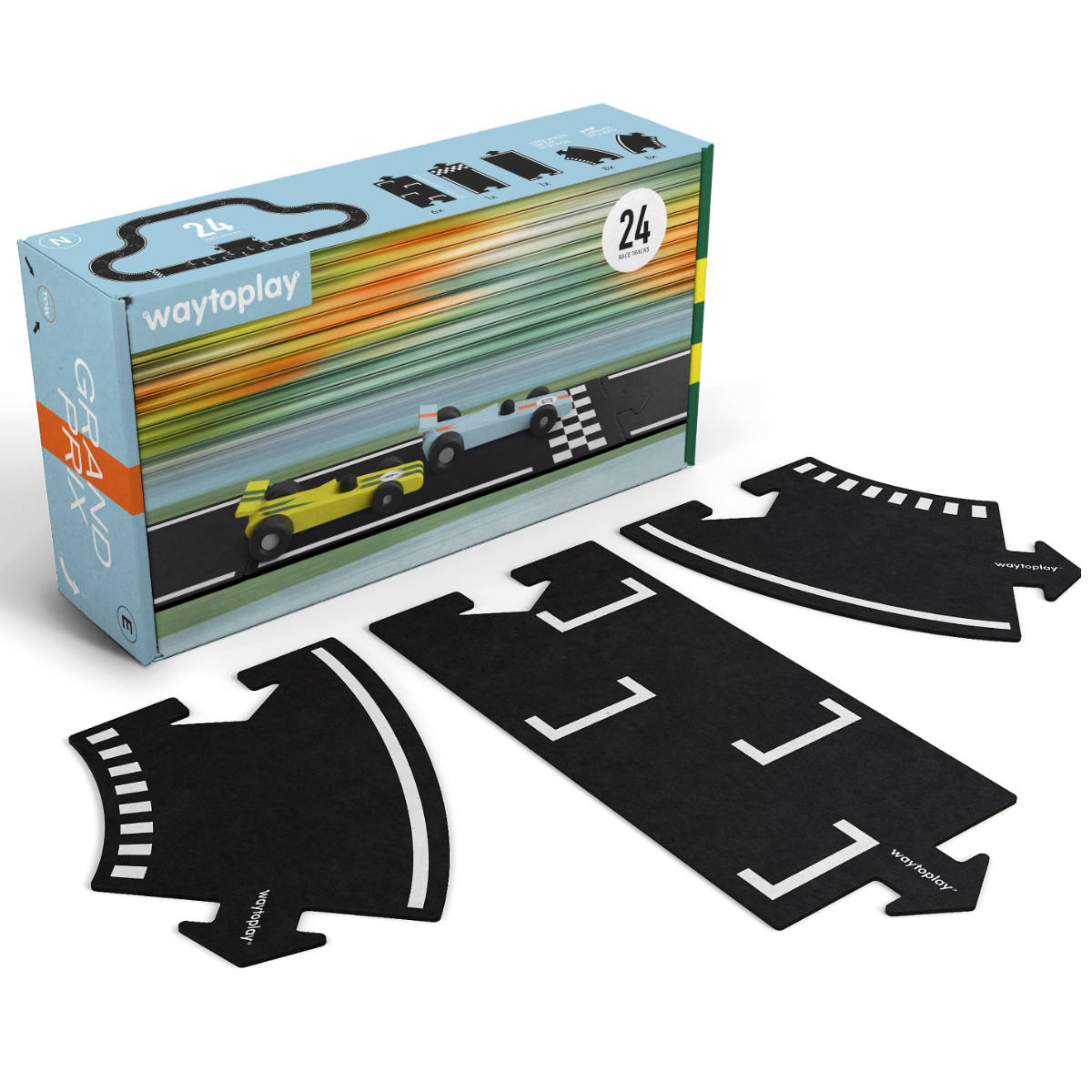 Waytoplay Grand Prix Large Race Track – 24-Piece Flexible Racing Road