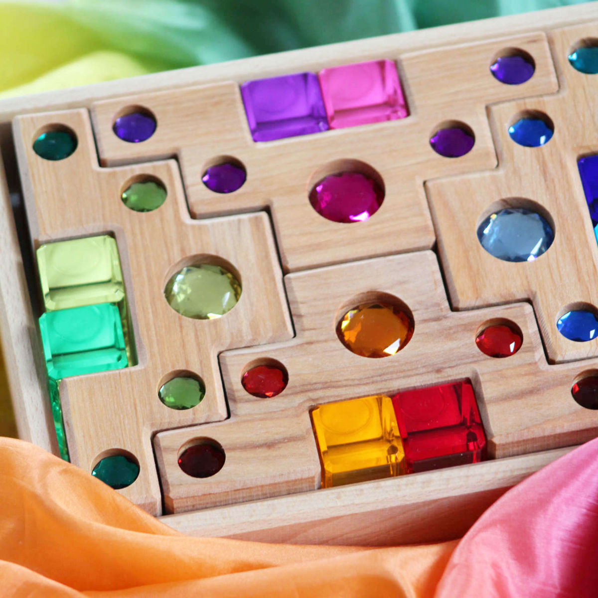 Bauspiel Colour Staircase with Light Blocks 16 Pieces
