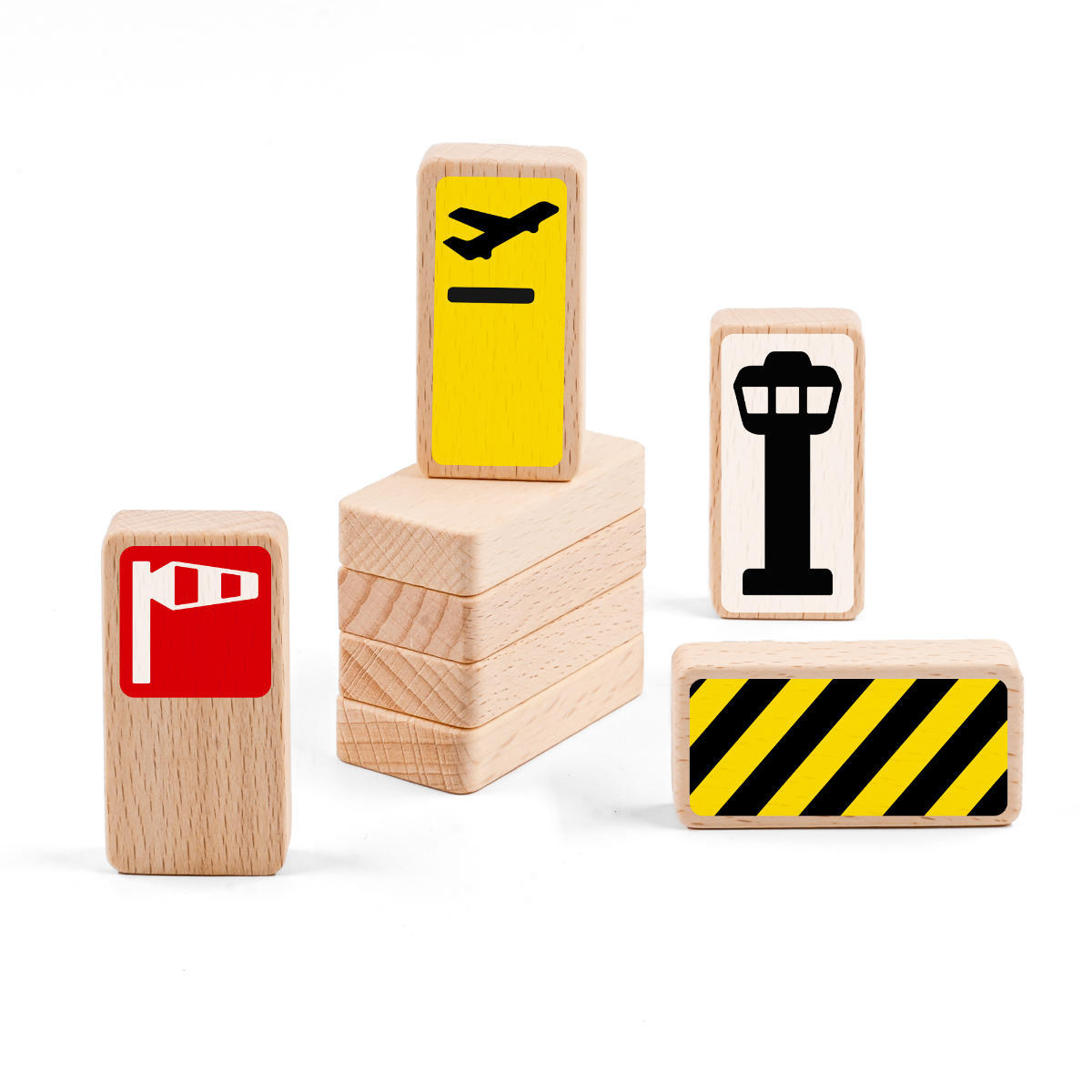 Waytoplay Roadblocks – Accessories for Flexible Toy Roads (Traffic | Race | Airport Signs)
