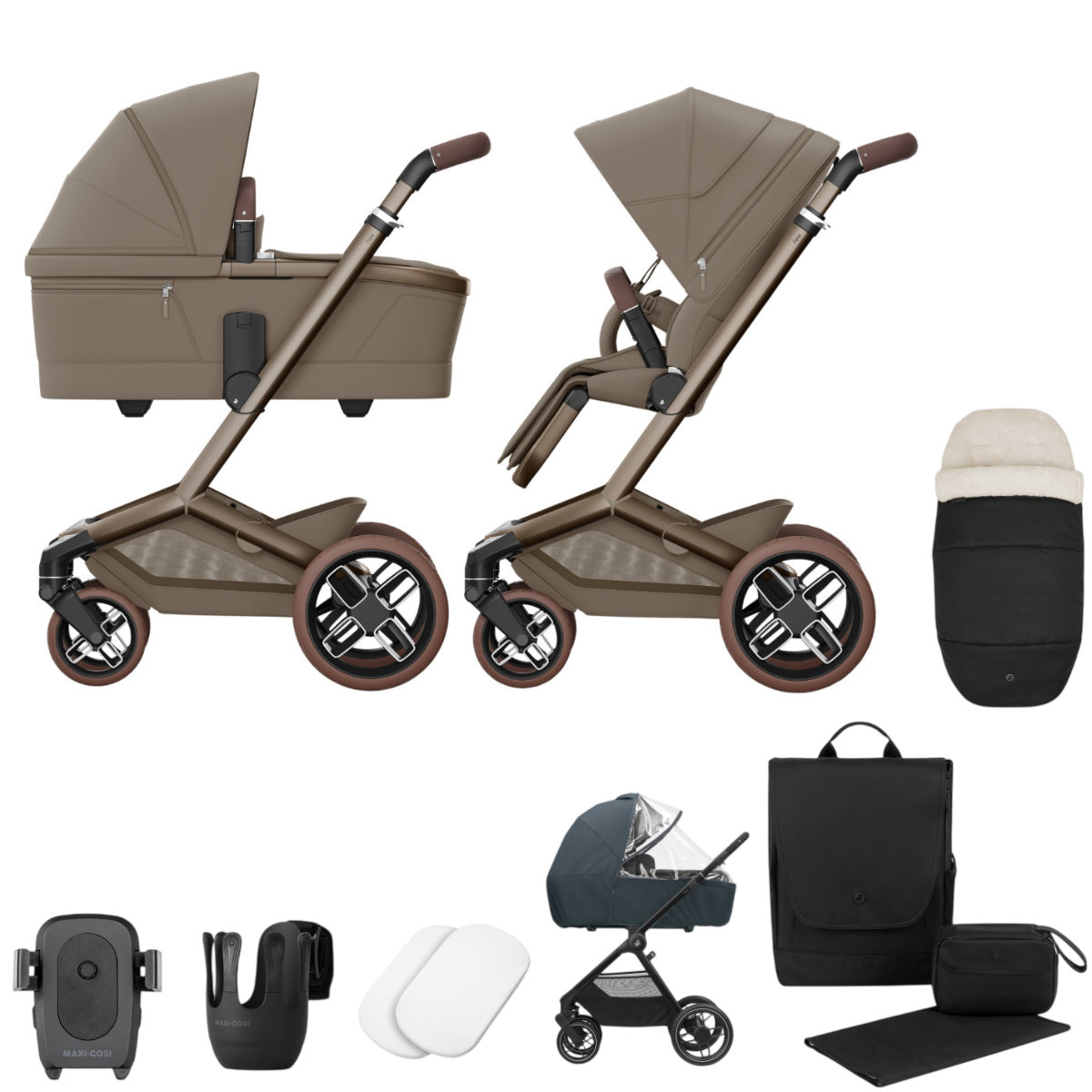 Maxi Cosi Fame Pram with Carrycot +  Accessories