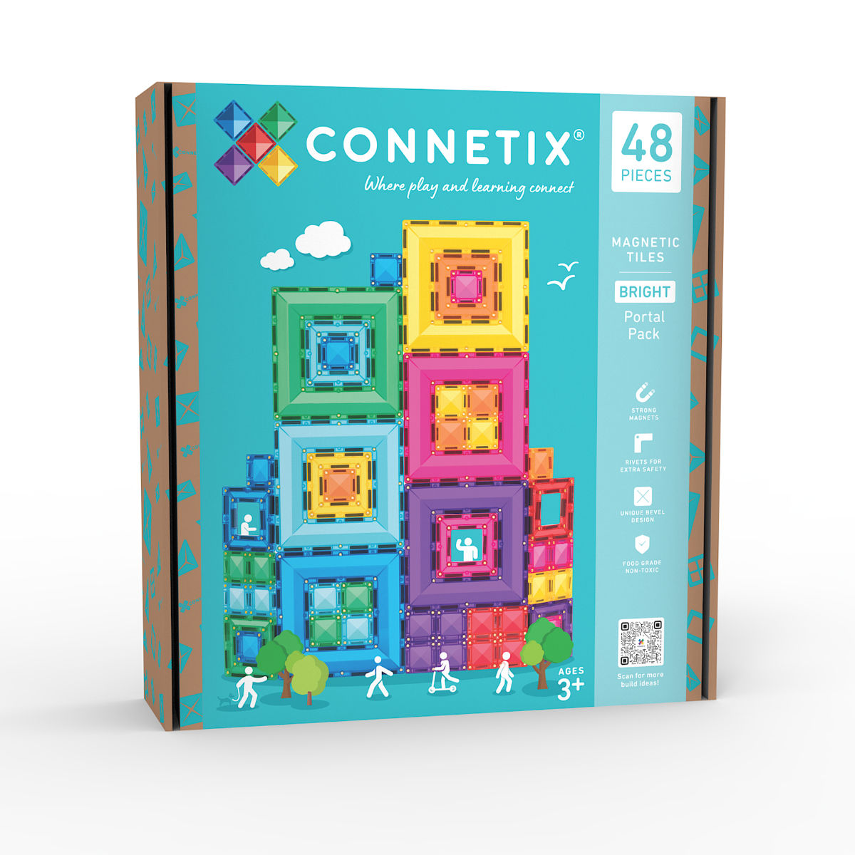 Connetix Magnetic Building Blocks Bright Portal Pack – 48 Pieces