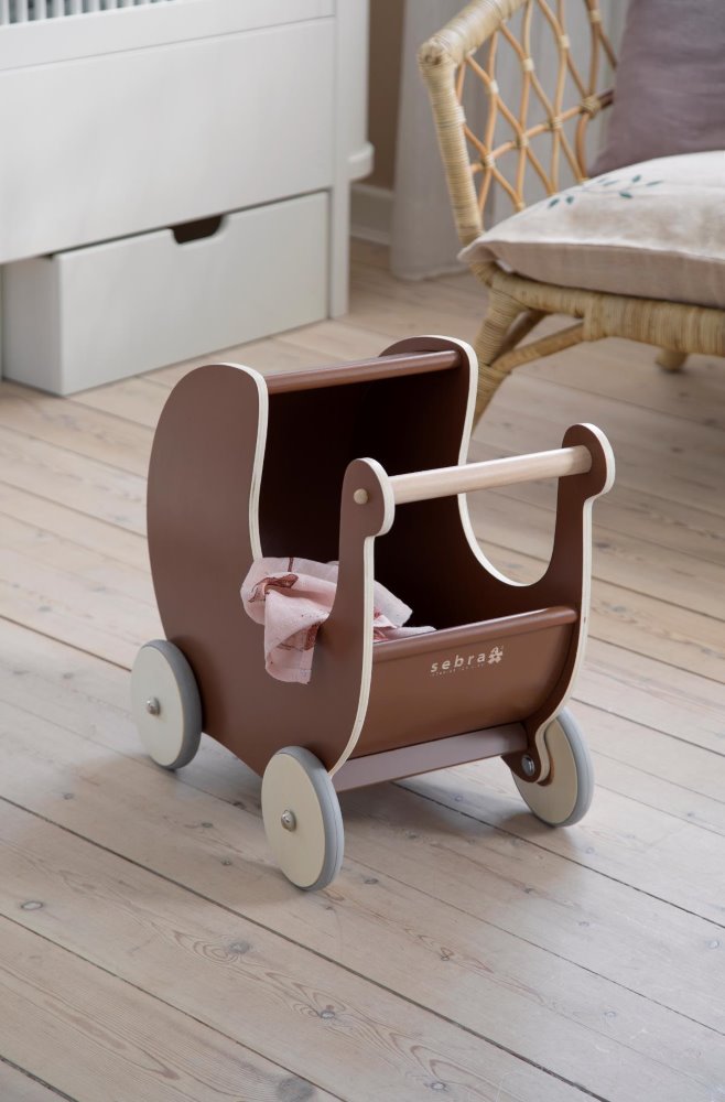 Sebra wooden doll pram