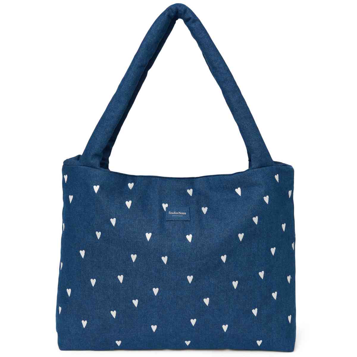 Studio Noos Tasche in Blau mit Herzen - Vorderansicht