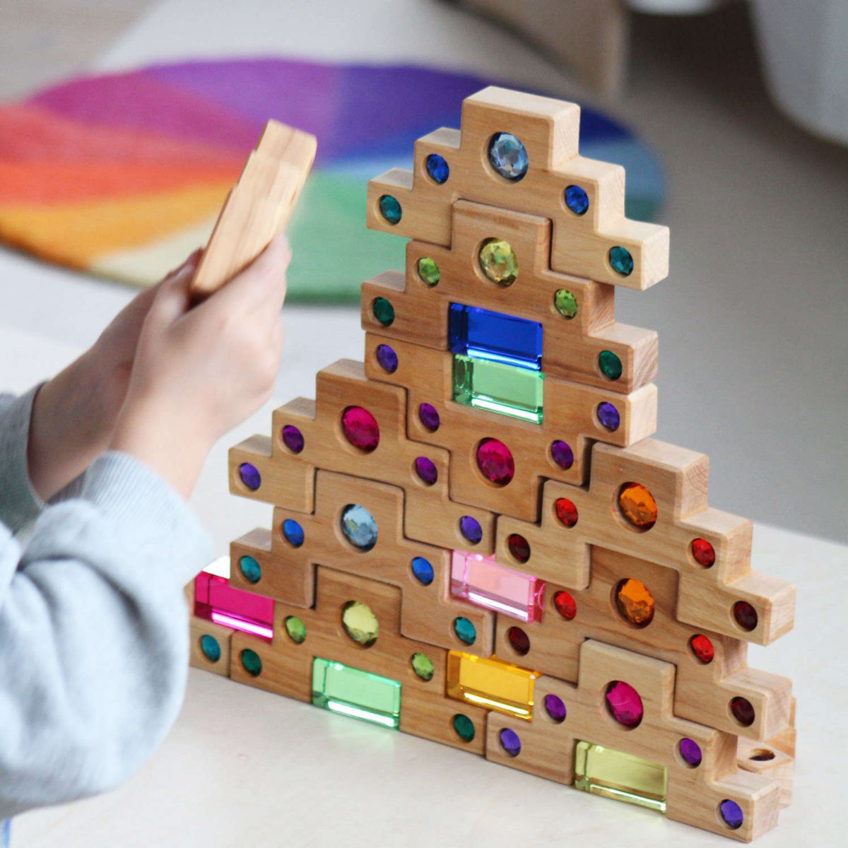 Bauspiel Colour Staircase with Light Blocks 16 Pieces